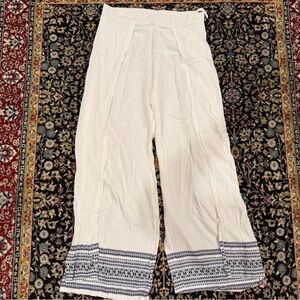 Biba White Palazzos with Blue Borders